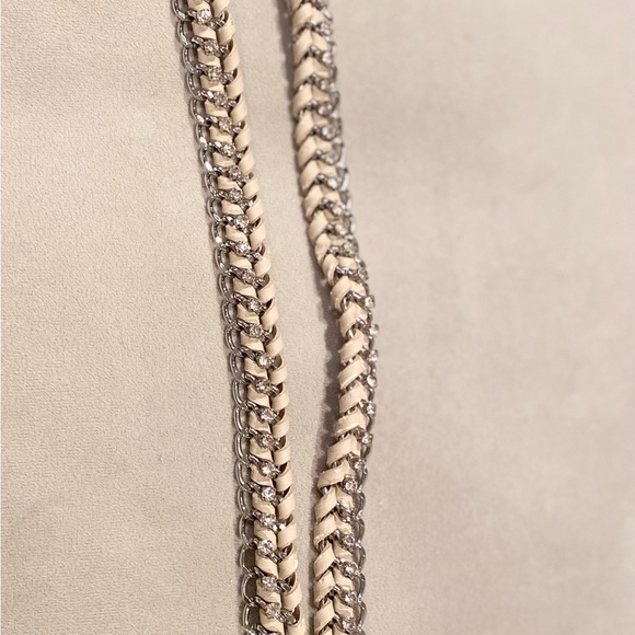 Express tan Leather look & silver metal chain Belt with rhinestone detail size L - Picture 9 of 13